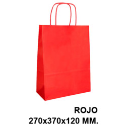 Bolsa de celulosa con asas retorcidas q-connect, 270x370x120 mm. rojo