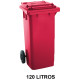 Contenedor de gran capacidad con 2 ruedas jn, 120 l. 543x480x927 mm. cuerpo y tapa, rojo