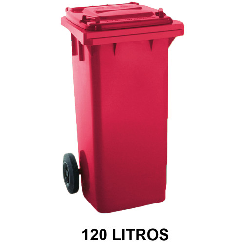 Contenedor de gran capacidad con 2 ruedas jn, 120 l. 543x480x927 mm. cuerpo y tapa, rojo