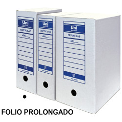 Caja de archivo definitivo uni system definiclas, folio prolongado, cartón microcanal, blanco