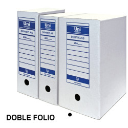 Caja de archivo definitivo uni system definiclas, doble folio, cartón microcanal, blanco