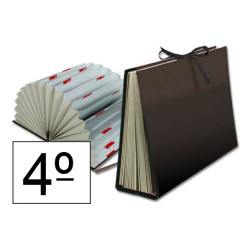 Carpeta clasificadora con fuelle en cartón forrado liderpapel, 4º, 20 dptos. a-z y 1,31, negro