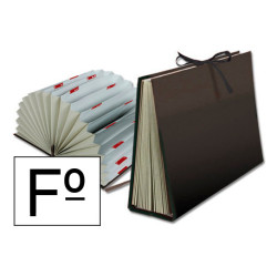 Carpeta clasificadora con fuelle en cartón forrado liderpapel, folio, 20 dptos. a-z y 1,31, negro