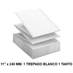 Papel continuo fabrisa, 11" x 240 mm. 1 trepado, offset, 70 grs/m². blanco, 1 tanto - caja de 2.500 hojas