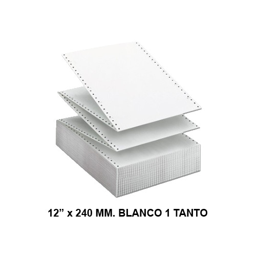 Papel continuo fabrisa, 12" x 240 mm. offset, 70 grs/m². blanco, 1 tanto - caja de 2.500 hojas