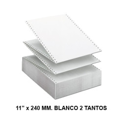 Papel continuo fabrisa, 11" x 240 mm. autocopiativo, 56/57 grs/m². blanco, 2 tantos - caja de 1.500 juegos