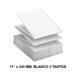 Papel continuo fabrisa, 11" x 240 mm. autocopiativo, 56/53/57 grs/m². blanco, 3 tantos - caja de 1.000 juegos