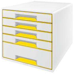 Módulo leitz wow cube, 363x287x270 mm. 4 cajones (2 grandes y 2 pequeños), amarillo/blanco