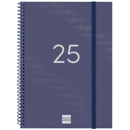 Agenda espiral finocam year e10, 155x212 mm. semana vista horizontal, tapas de polipropileno traslúcido, azul