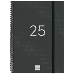 Agenda espiral finocam year e10, 155x212 mm. semana vista horizontal, tapas de polipropileno traslúcido, negro