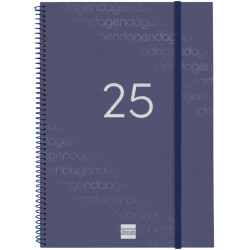 Agenda espiral finocam year e40, 210x297 mm. semana vista horizontal, tapas de polipropileno traslúcido, azul