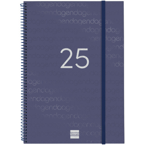 Agenda espiral finocam year e40, 210x297 mm. semana vista horizontal, tapas de polipropileno traslúcido, azul