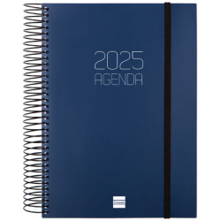 Agenda espiral finocam opaque e10, 155x212 mm. día página, tapas de polipropileno opaco, azul