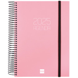 Agenda espiral finocam opaque e10, 155x212 mm. día página, tapas de polipropileno opaco, rosa