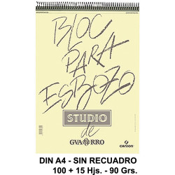 Bloc espiral de dibujo canson studio esbozo, din a4, microperforado, sin recuadro, 90 grs/m². 100+15 hj.