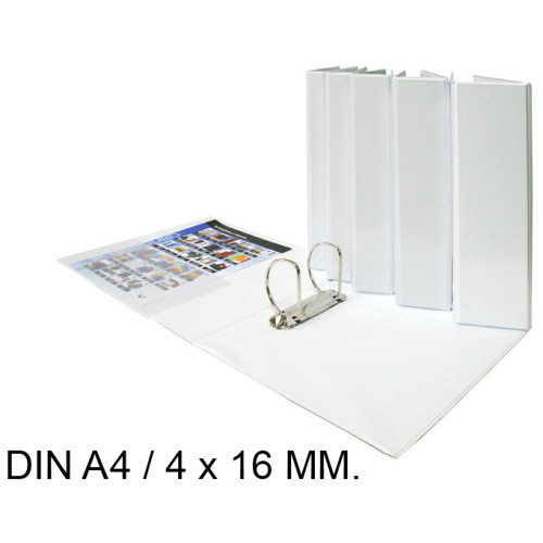 Carpeta de 4 anillas mixtas de 16 mm. personalizable grafoplas total xs din a4, blanco