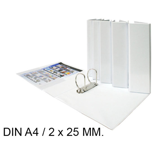 Carpeta de 2 anillas mixtas de 25 mm. personalizable grafoplas total xs din a4, blanco