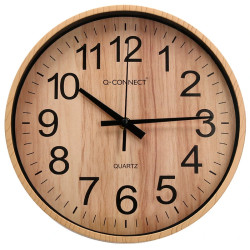 Reloj de pared q-connect plástico redondo Ø 25,7 cm., madera natural