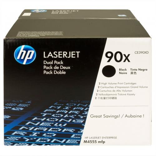 Toner laser hewlett packard laserjet enterprise m4555 mfp/m4555f mfp, 90x pack doble negro