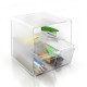 Organizador modular archivo 2000 con 2 cajones pequeños en cristal transparente.