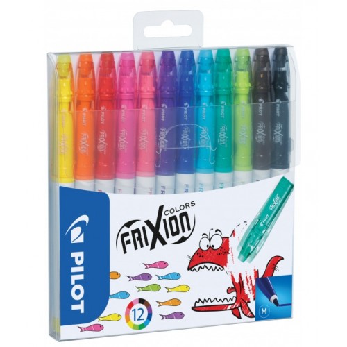 Rotulador borrable pilot frixion colors en colores surtidos, estuche de 12 uds.