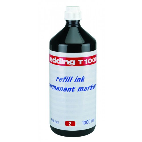 Tinta de recarga edding de 1000 ml. en color negro.