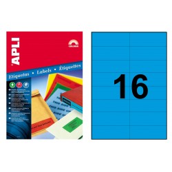 Etiqueta de color azul cantos rectos apli, 105x37 mm. caja de 100 hojas din a4