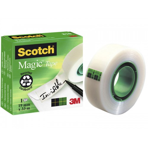 Cinta adhesiva invisible 3M scotch magic 810, 19 mm. x 33 mts.